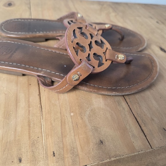 LOT OF 2 Tory Burch Miller Leather Sandals Women's Size 7 Brown Leather Red - Picture 14 of 16